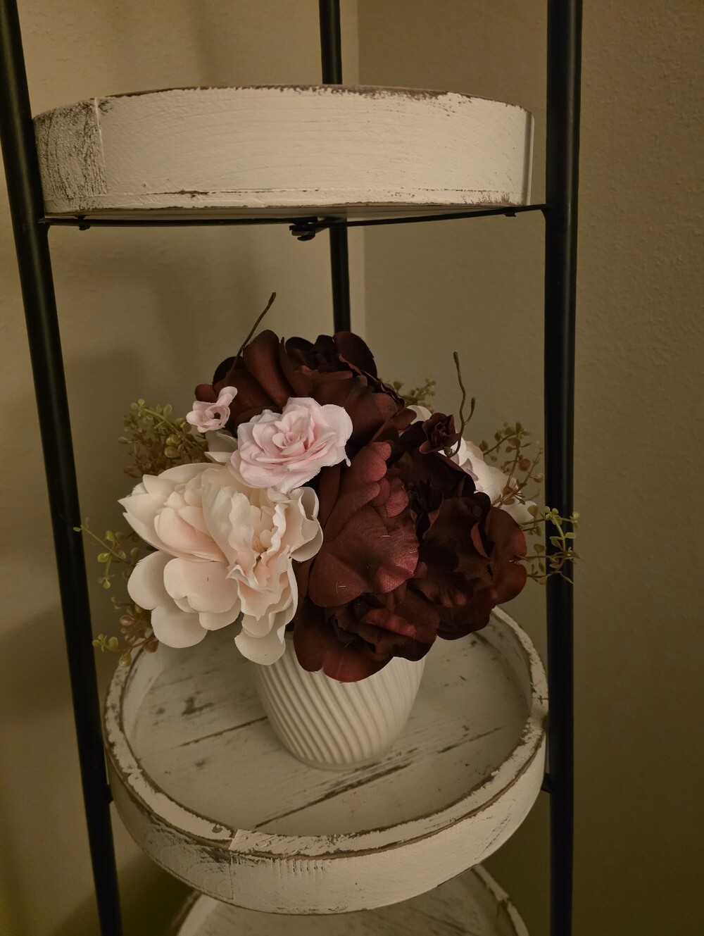 Home Accents Faux Floral Bouquet in Blush Pink and Burgundy